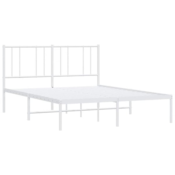vidaXL Sengeramme i metall med sengegavl hvit 160x200 cm