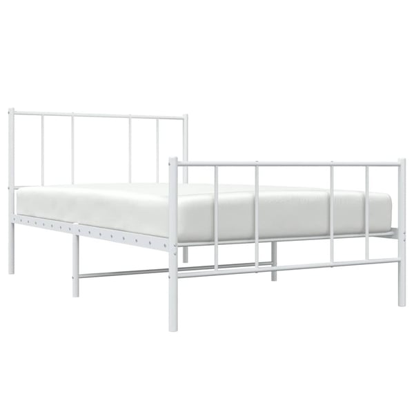 vidaXL Sengeramme i metall med hode- og fotgavl hvit 90x190 cm