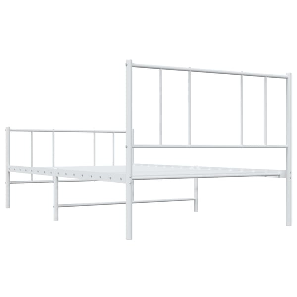 vidaXL Sengeramme i metall med hode- og fotgavl hvit 75x190 cm
