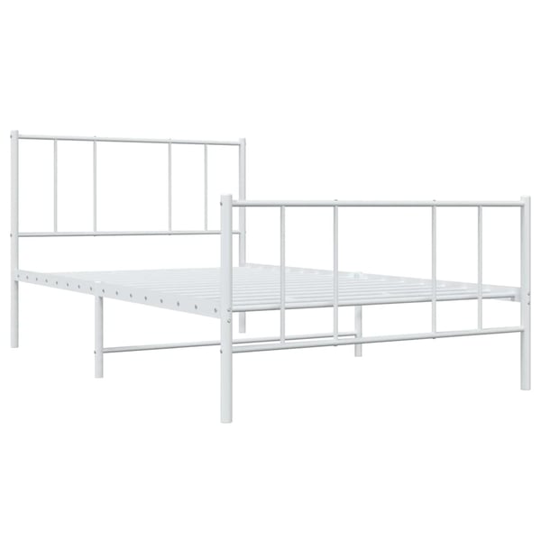 vidaXL Sengeramme i metall med hode- og fotgavl hvit 75x190 cm