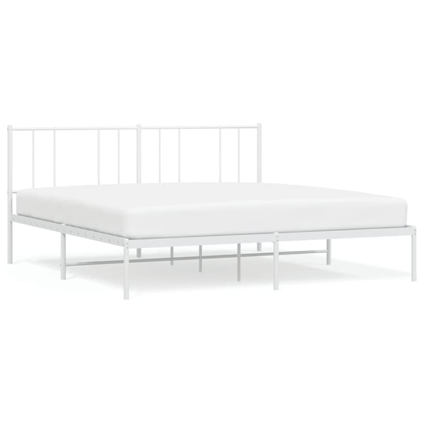 vidaXL Sengeramme i metall med sengegavl hvit 180x200 cm