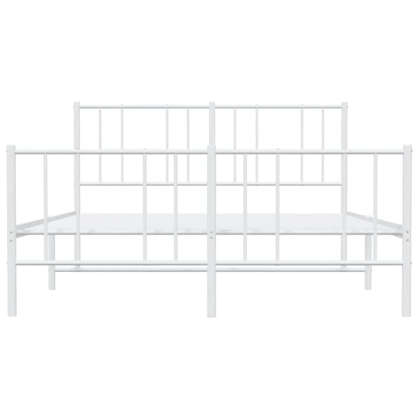 vidaXL Sengeramme i metall med hode- og fotgavl hvit 140x190 cm