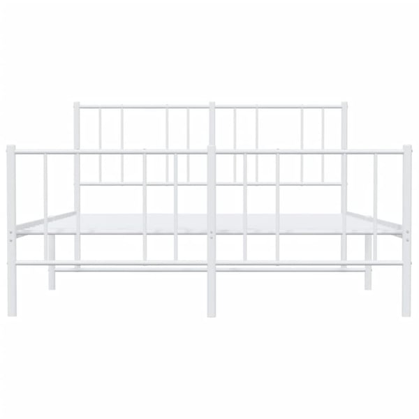 vidaXL Sengeramme i metall med hode- og fotgavl hvit 135x190 cm