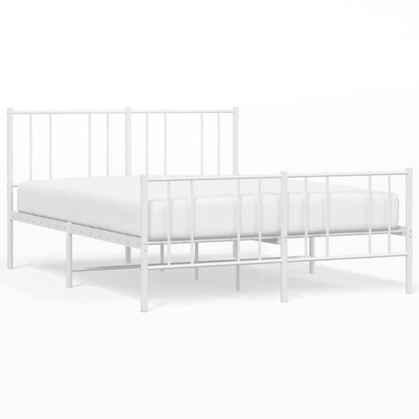 vidaXL Sengeramme i metall med hode- og fotgavl hvit 160x200 cm