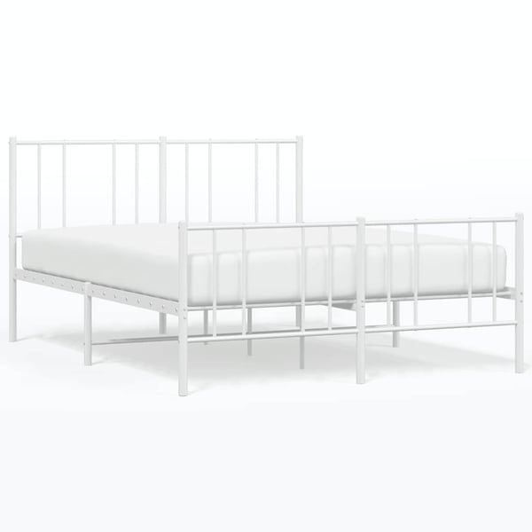 vidaXL Sengeramme i metall med hode- og fotgavl hvit 120x200 cm