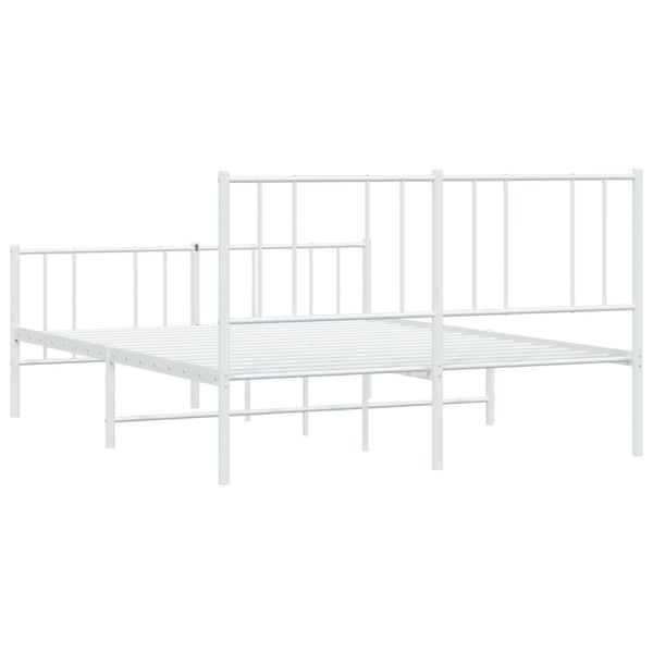 vidaXL Sengeramme i metall med hode- og fotgavl hvit 150x200 cm