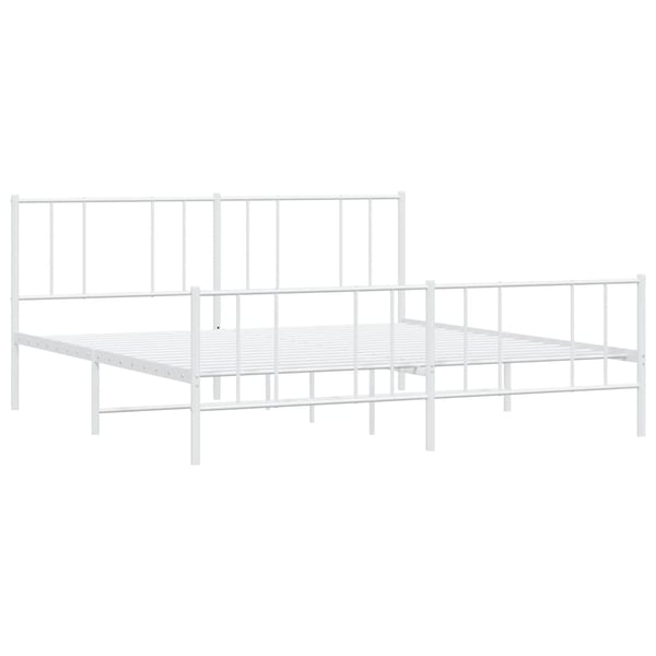 vidaXL Sengeramme i metall med hode- og fotgavl hvit 180x200 cm