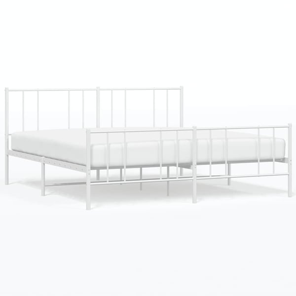 vidaXL Sengeramme i metall med hode- og fotgavl hvit 180x200 cm