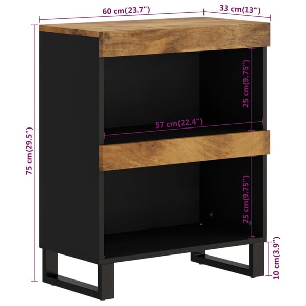 vidaXL skab 60x33x75 cm massivt mangotræ