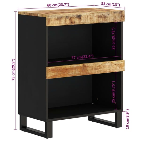 vidaXL Sideskap 60x33x75 cm heltre mango