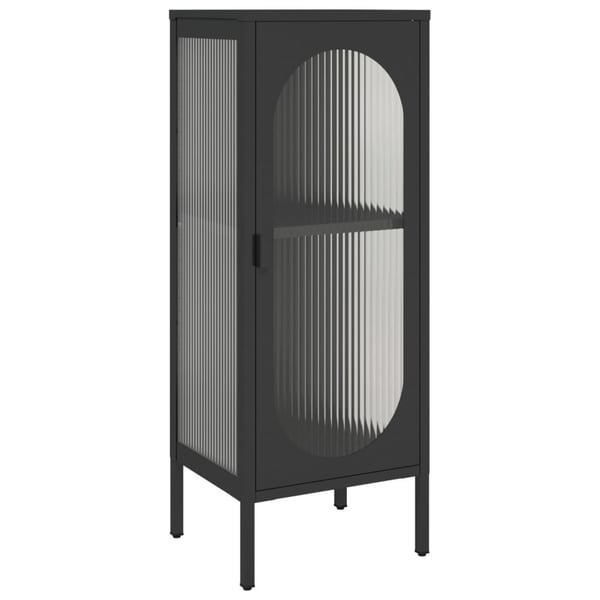 vidaXL skænk 40x35x105 cm glas og stål sort