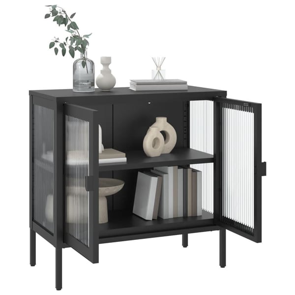 vidaXL Skjenk svart 70x35x70 cm glass og stål