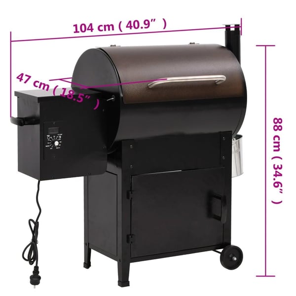 vidaXL Pellettigrilli savupiipulla musta 104 cm rauta