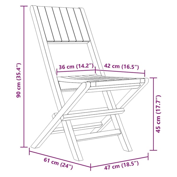 vidaXL Klappstoler 2 stk 47x61x90 cm heltre teak