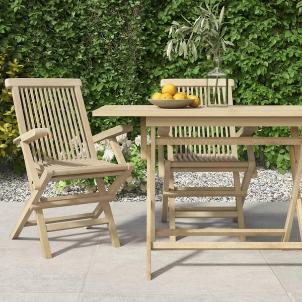 vidaXL Klappstoler 2 stk grå 56x61x89 cm heltre teak