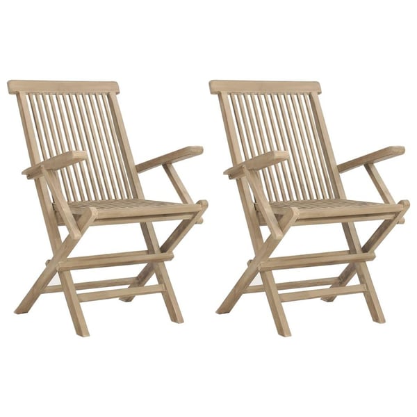 vidaXL Klappstoler 2 stk grå 56x61x89 cm heltre teak