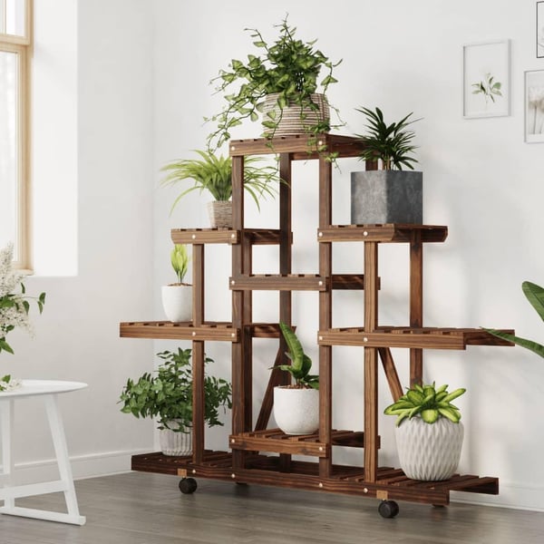 vidaXL Blomsterstativ med hjul 110x25x101 cm heltre gran