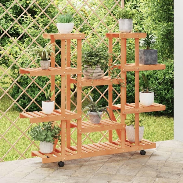vidaXL Blomsterstativ med hjul 110x25x115 cm heltre gran