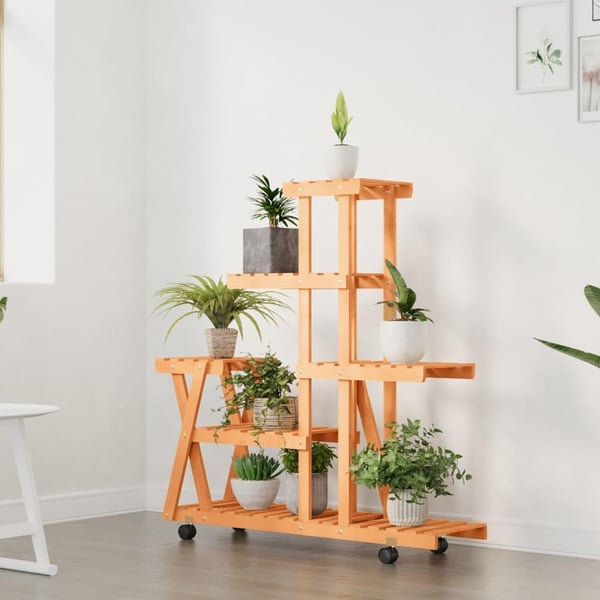 vidaXL Kukkateline pyörillä 95x25x101 cm täysi kuusi