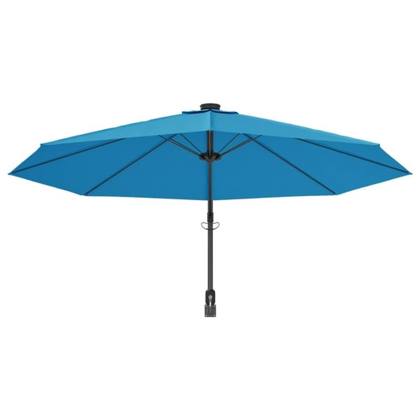 vidaXL væghængt parasol med LED-lys 290 cm havblå