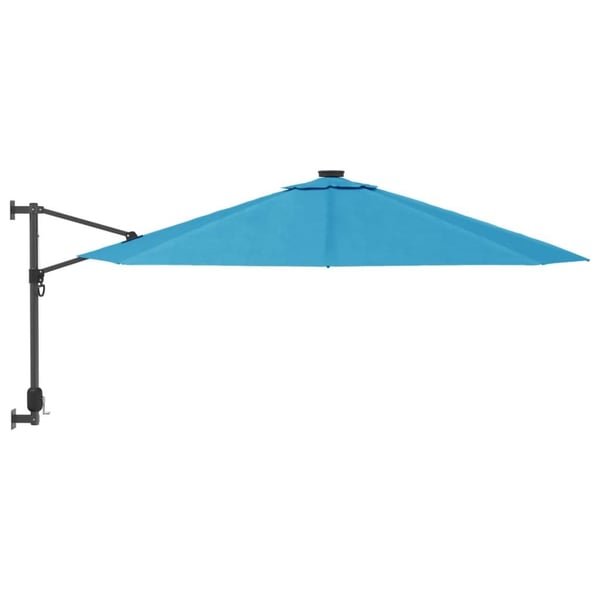 vidaXL væghængt parasol med LED-lys 290 cm havblå