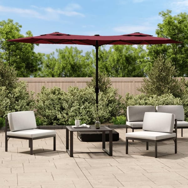 vidaXL parasol m. dobbelt parasoldug 316x240 cm bordeauxrød