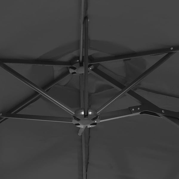 vidaXL parasol m. dobbelt parasoldug og LED-lys 316x240 cm antracitgrå