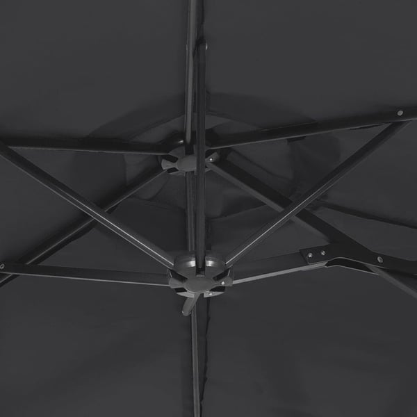 vidaXL parasol med dobbelt parasoldug og LED-lys 316x240 cm sort