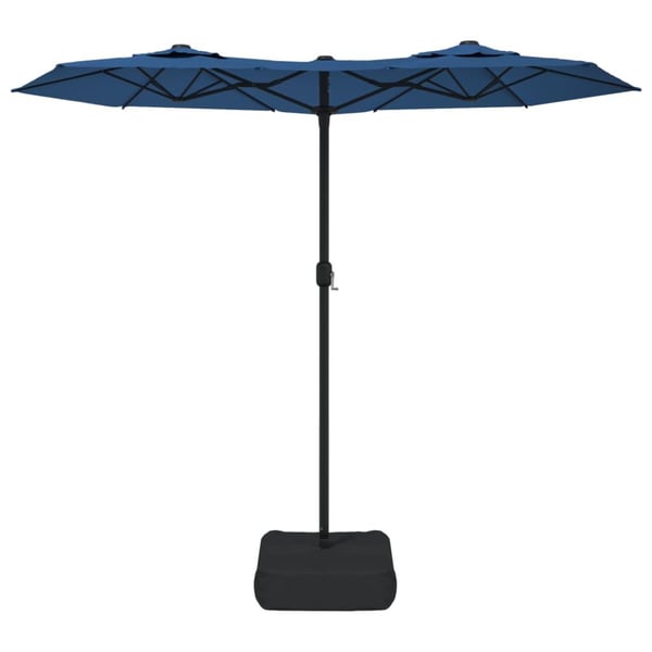 vidaXL parasol med dobbelt parasoldug og LED-lys 316x240 cm azurblå