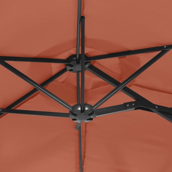 vidaXL parasol m. dobbelt parasoldug og LED-lys 316x240 cm terrakotta
