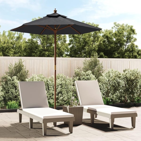 vidaXL haveparasol med træstang 196x231 cm sort