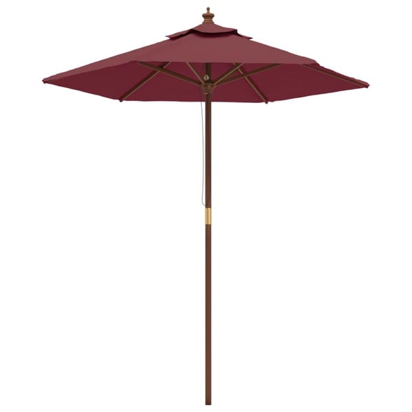 vidaXL Parasoll med trästång 196x231 cm vinröd
