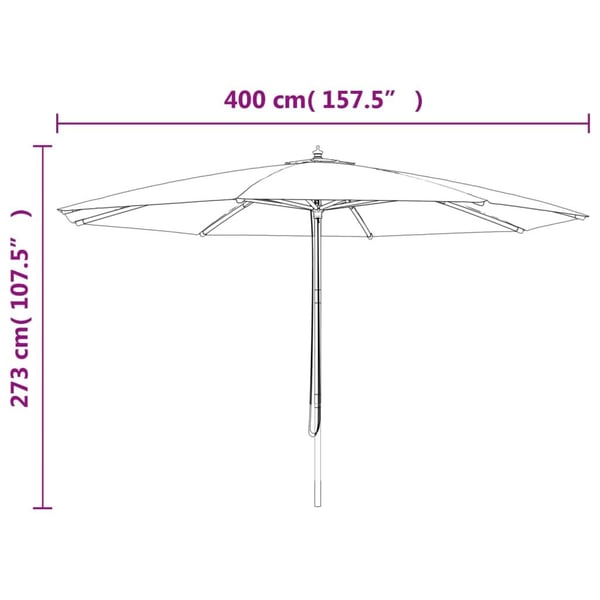 vidaXL Puutarhan aurinkovarjo puutolppa vihreä 400x273 cm