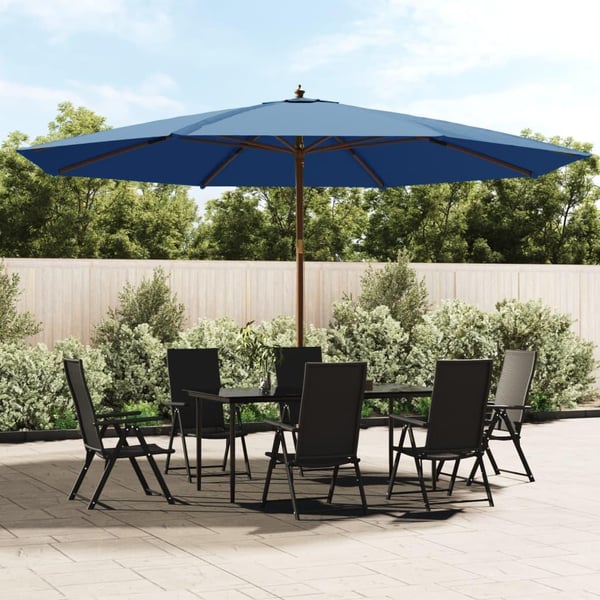 vidaXL haveparasol med træstang 400x273 cm azurblå
