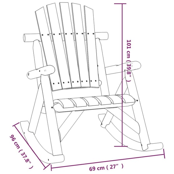 vidaXL Gungstol för trädgården 69x96x101 cm massivt granträ