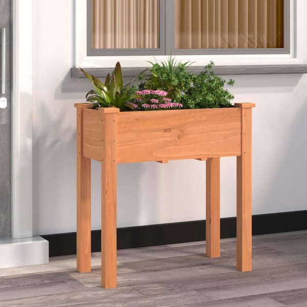 vidaXL plantekasse med foring 71x37x76 cm massivt fyrretræ brun