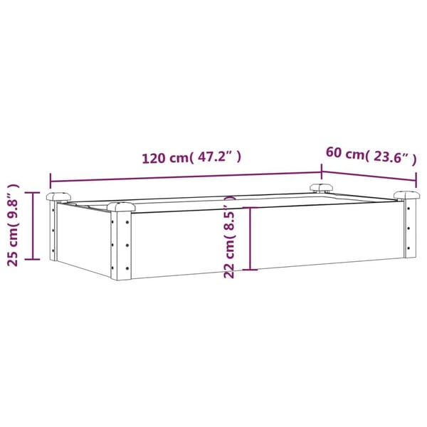 vidaXL Høybed med foring brun 120x60x25 cm heltre gran