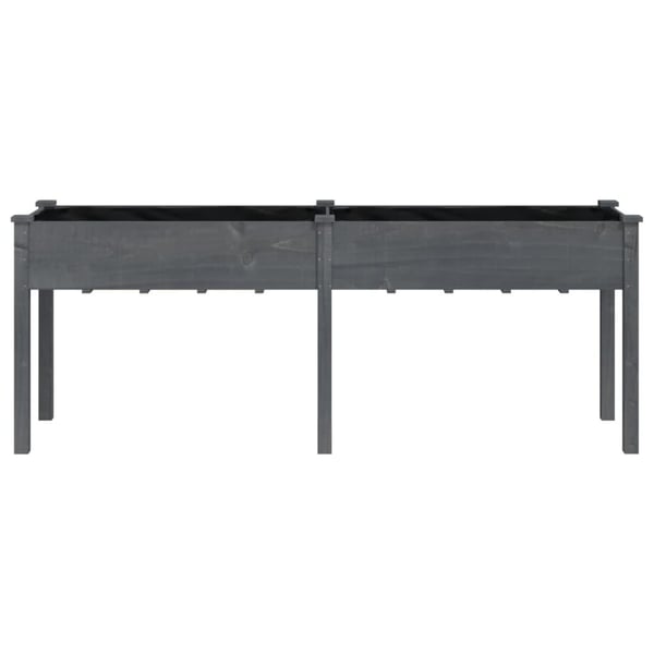 vidaXL Plantekasse med foring grå 203x53x76 cm heltre gran