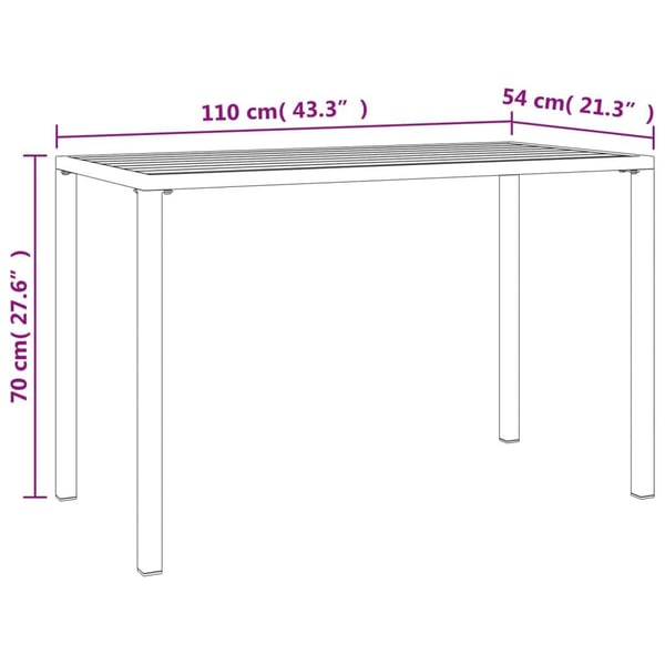 vidaXL Hagebord antrasitt 110x54x70 cm stål