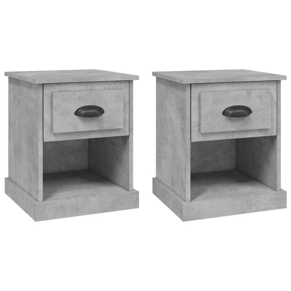 vidaXL Sängbord 2 st betonggrå 39x39x47,5 cm konstruerat trä