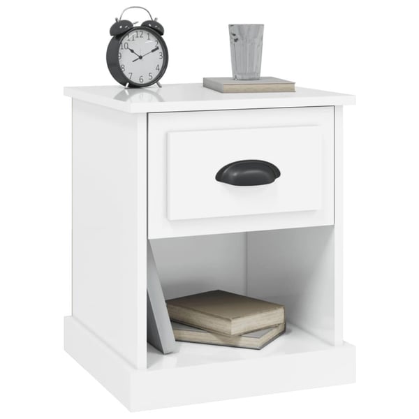 vidaXL Nattbord 2 stk høyglans hvit 39x39x47,5 cm konstruert tre