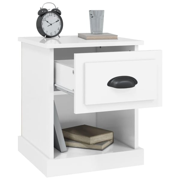 vidaXL Nattbord 2 stk høyglans hvit 39x39x47,5 cm konstruert tre