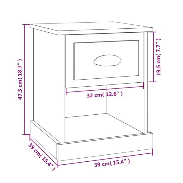 vidaXL Nattbord 2 stk høyglans hvit 39x39x47,5 cm konstruert tre