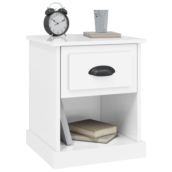 vidaXL Nattbord høyglans hvit 39x39x47,5 cm konstruert tre