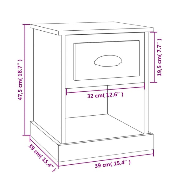 vidaXL Nattbord 2 stk røkt eik 39x39x47,5 cm konstruert tre