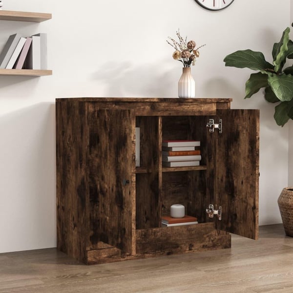 vidaXL Skjenk røkt eik 70x35,5x67,5 cm konstruert tre