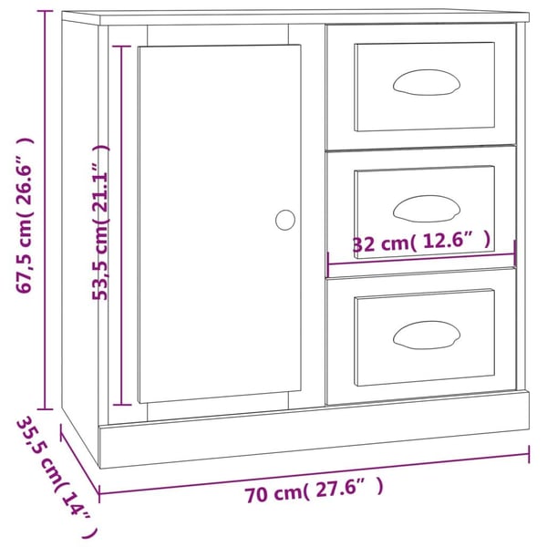 vidaXL skænk 70x35,5x67,5 cm konstrueret træ hvid