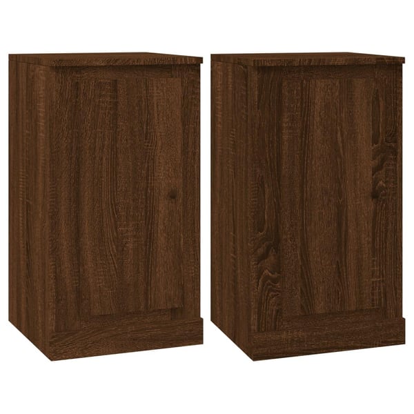 vidaXL skænke 2 stk. 37,5x35,5x67,5 cm konstrueret træ brunt egetræ