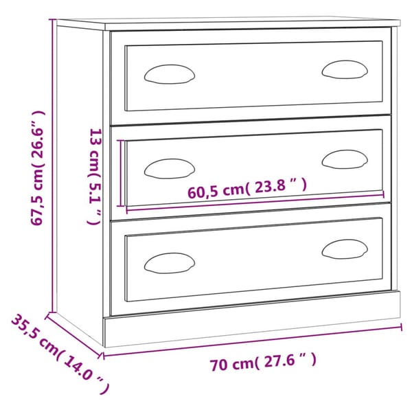 vidaXL Skjenk grå sonoma 70x35,5x67,5 cm konstruert tre