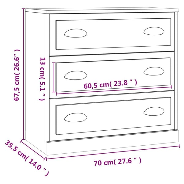 vidaXL Skjenk høyglans hvit 70x35,5x67,5 cm konstruert tre